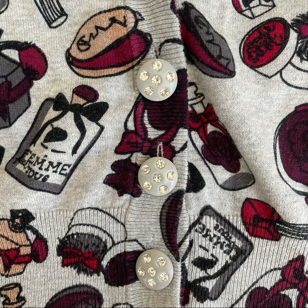 Forever 21 Tulist Perfume Cropped V-Neck Cardigan with Rhinestone Buttons - Picture 3 of 6